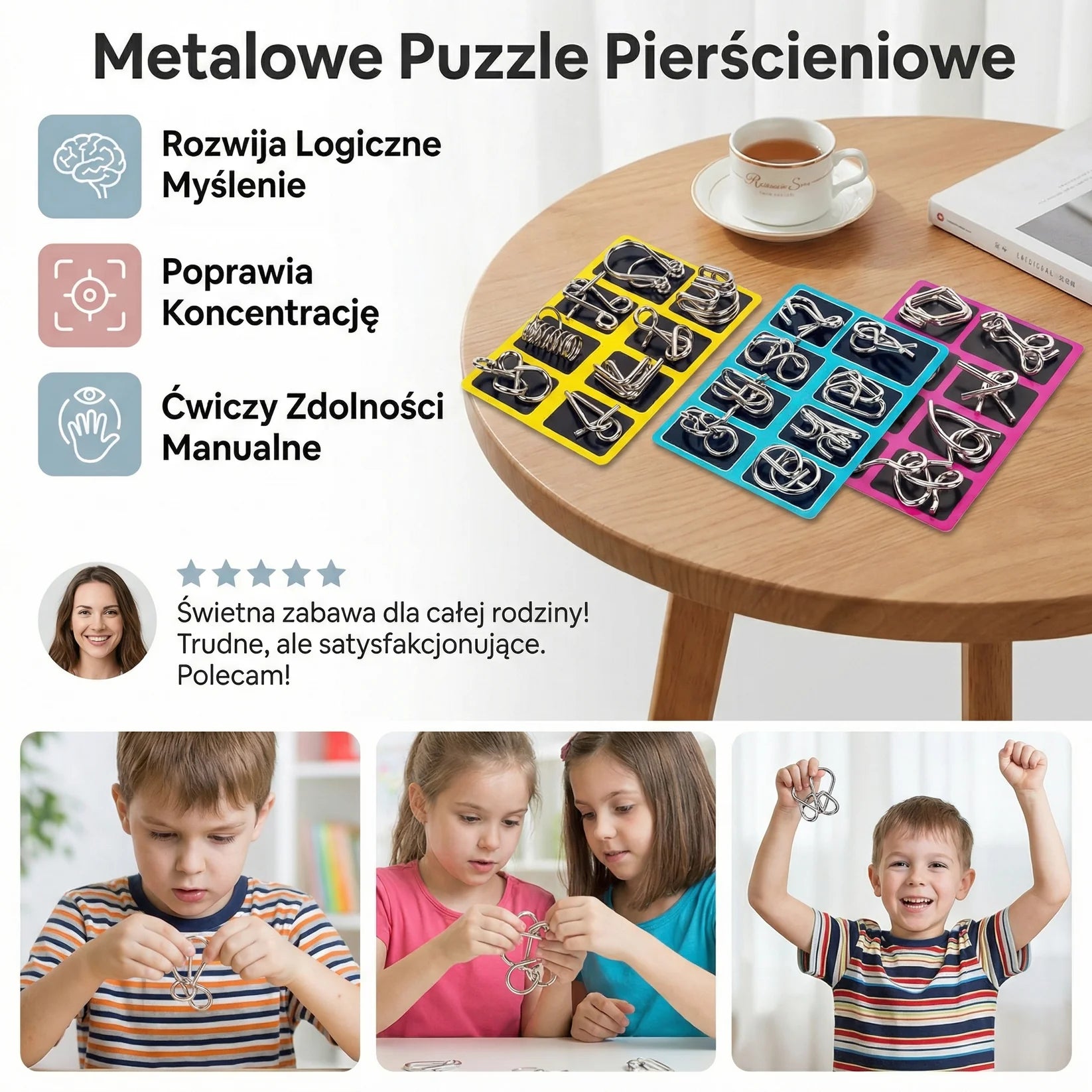 Metalowe Puzzle Pierścieniowe