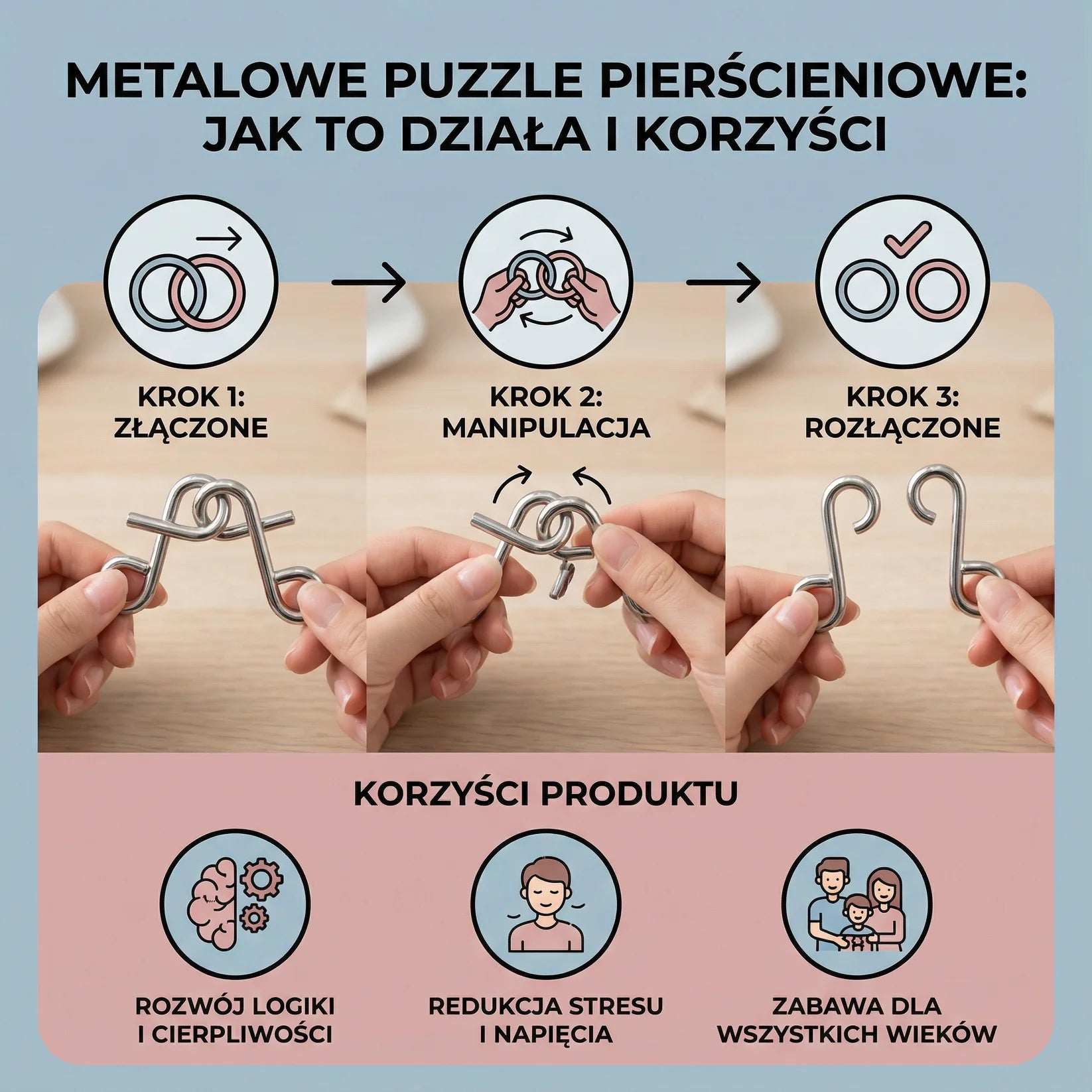 Metalowe Puzzle Pierścieniowe